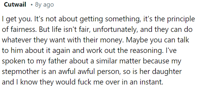 Life's not fair, but they have the freedom to do as they please with their money.
