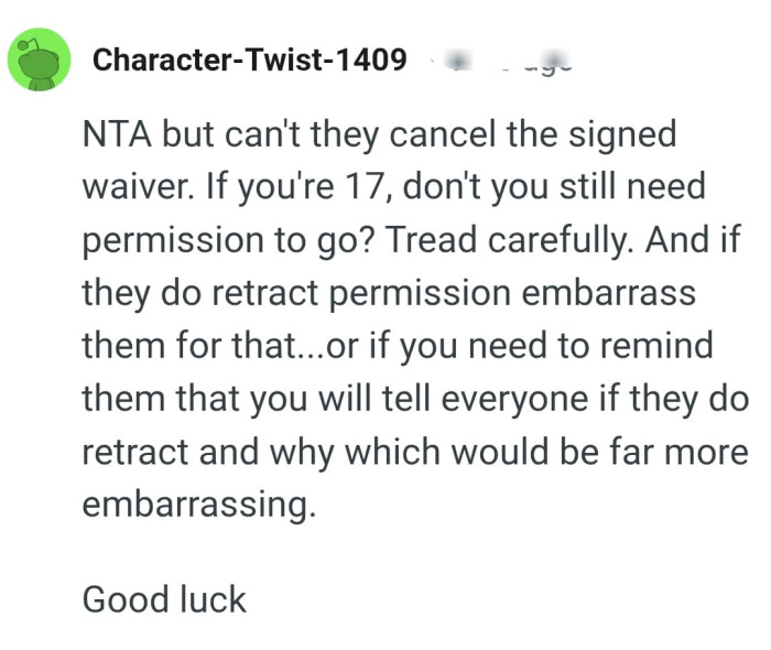 The cannot cancel the signed waiver