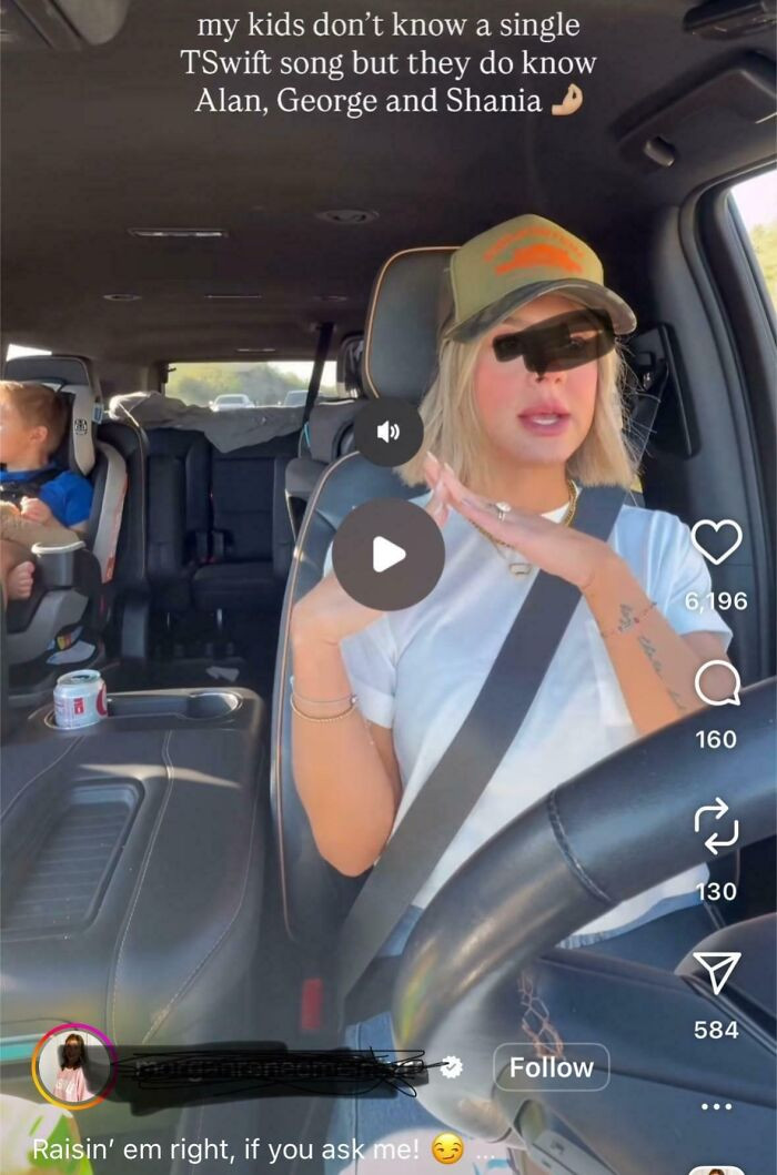 "Influencer Filming Herself Hands-Free While Driving On A Highway, Filming Herself With Her Kid In The Back"