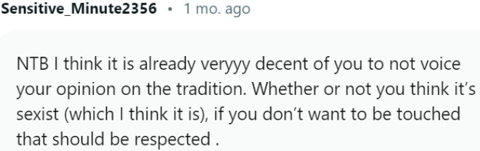 Respecting personal boundaries should take precedence over cultural traditions