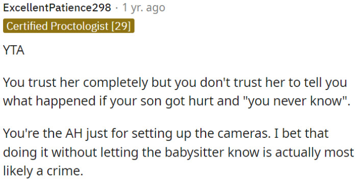 Setting up cameras without her knowledge is likely unethical and potentially illegal.