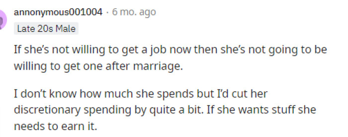If he's not okay with this or if they can't find an agreement somehow, then yes, they should probably go on a break because nothing will change.