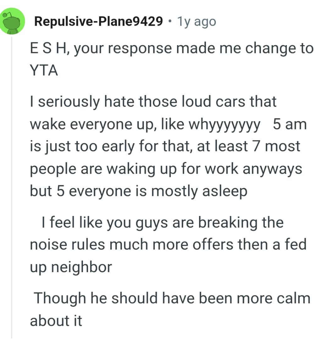 From a Redditor who hates loud cars