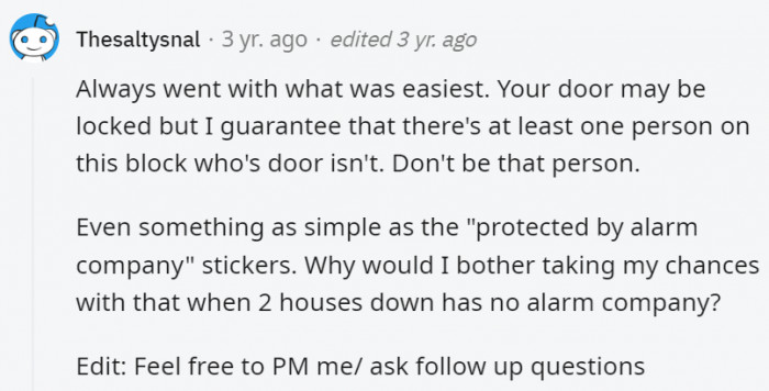 21. Basically, make sure that you are better protected than your neighbors