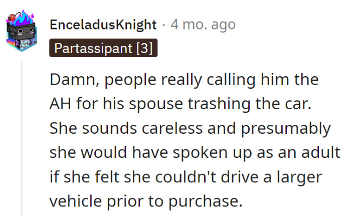 Exactly! No one signed up for a demolition derby when they bought that car.