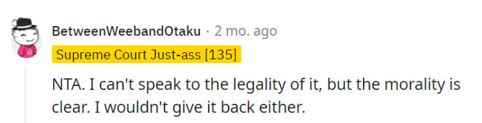 Morality often trumps legality, and in this situation, prioritizing Luna's well-being is the right choice. Holding their ground on that principle is commendable.