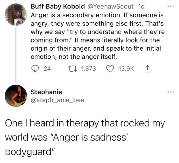 Anger is a secondary emotion