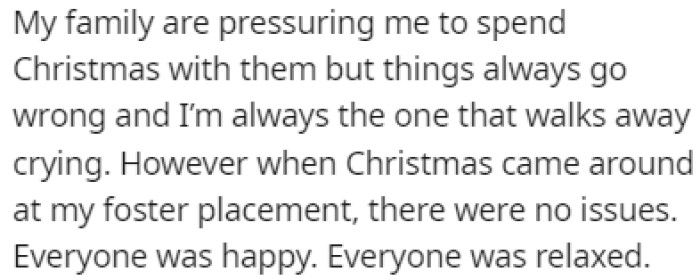 OP is under pressure from her biological family to spend Christmas with them