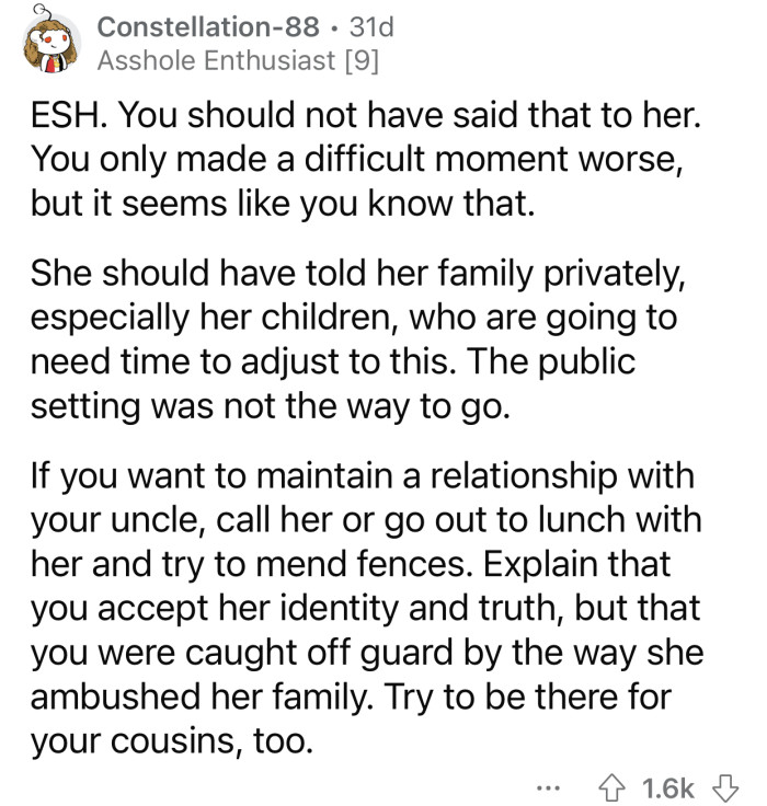 OP should try to be there for their uncle and cousins.
