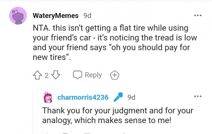 Oh you should pay for new tires