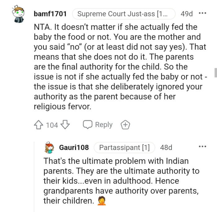 The issue here is that she deliberately ignored the OP's authority