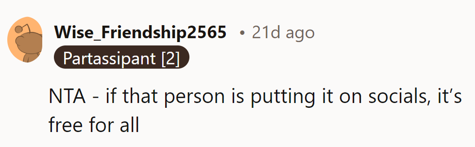 NTA - If they're putting it on socials, it's fair game for everyone to know!