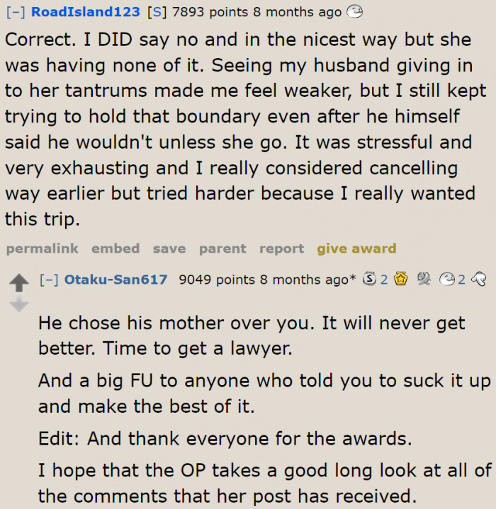 It'll be a living hell if she sucks it up.