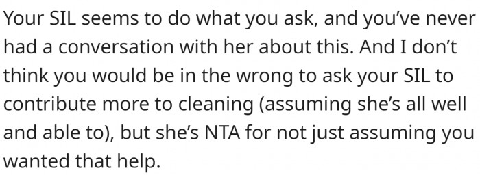 OP never had a conversation with her SIL about this