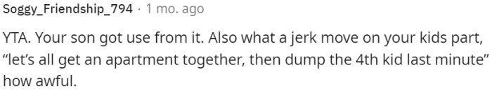 OP's son benefited from the air conditioner and therefore should not expect a full refund