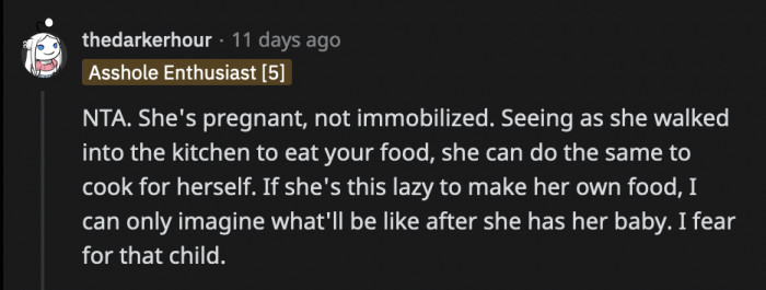 OP and her family will have to wait on Lily hand and foot once she gives birth to this baby.