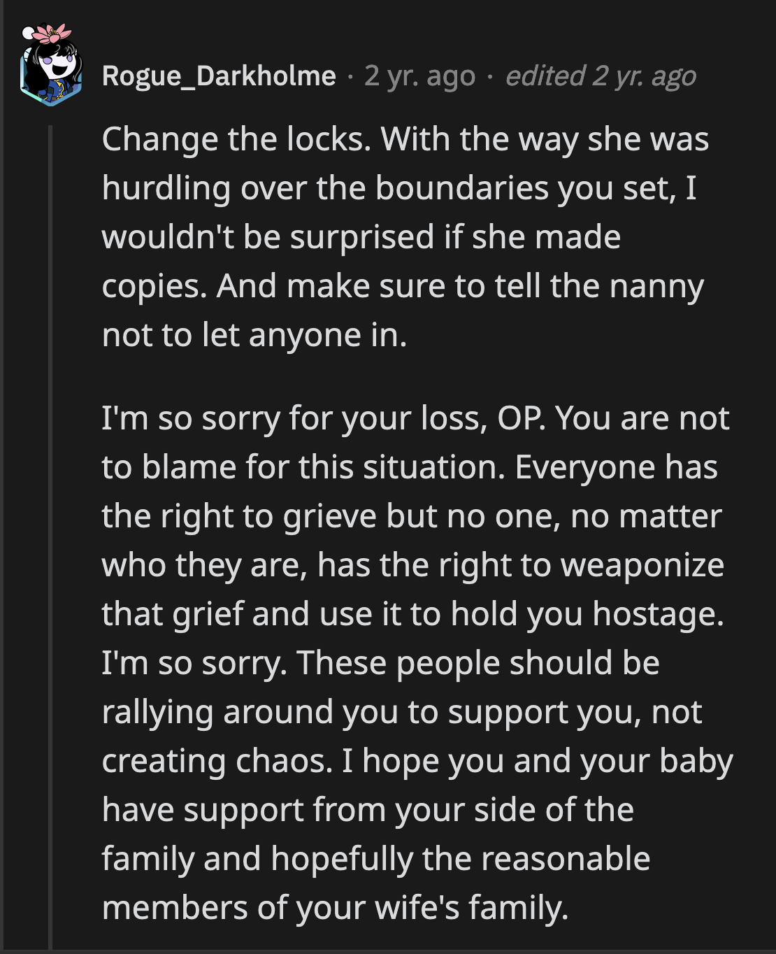 OP should have taken her copy of the keys as soon as he found out what she did. He now needs to replace all the locks around their home.