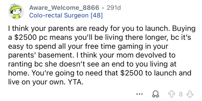 Your parents are ready for you to go.