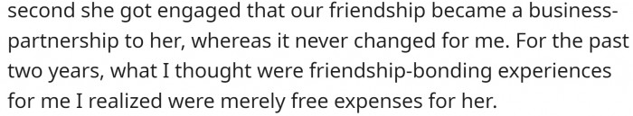 It became a business-partnership relationship for her friend