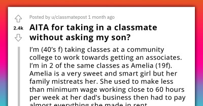 Woman Takes In Homeless Classmate Without Asking Her Son First, He Makes The Situation Uncomfortable
