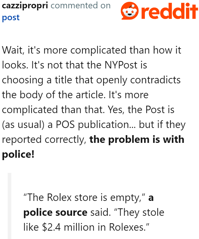 One user points out that it's the police source who's confusing.