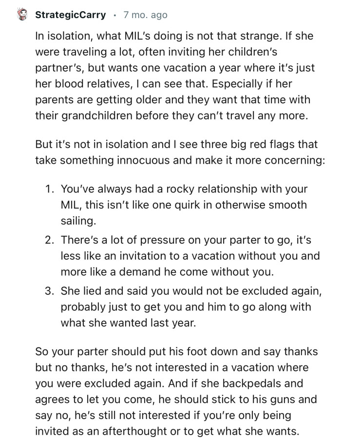 “Your partner should put his foot down and say thanks but no thanks.”