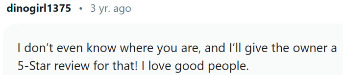 The owner should receive a 5-Star review