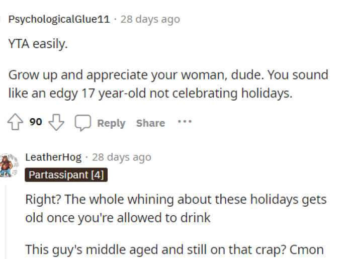 People really were in the comments letting him know that he's definitely wrong for not saying this to her even if he didn't want to.