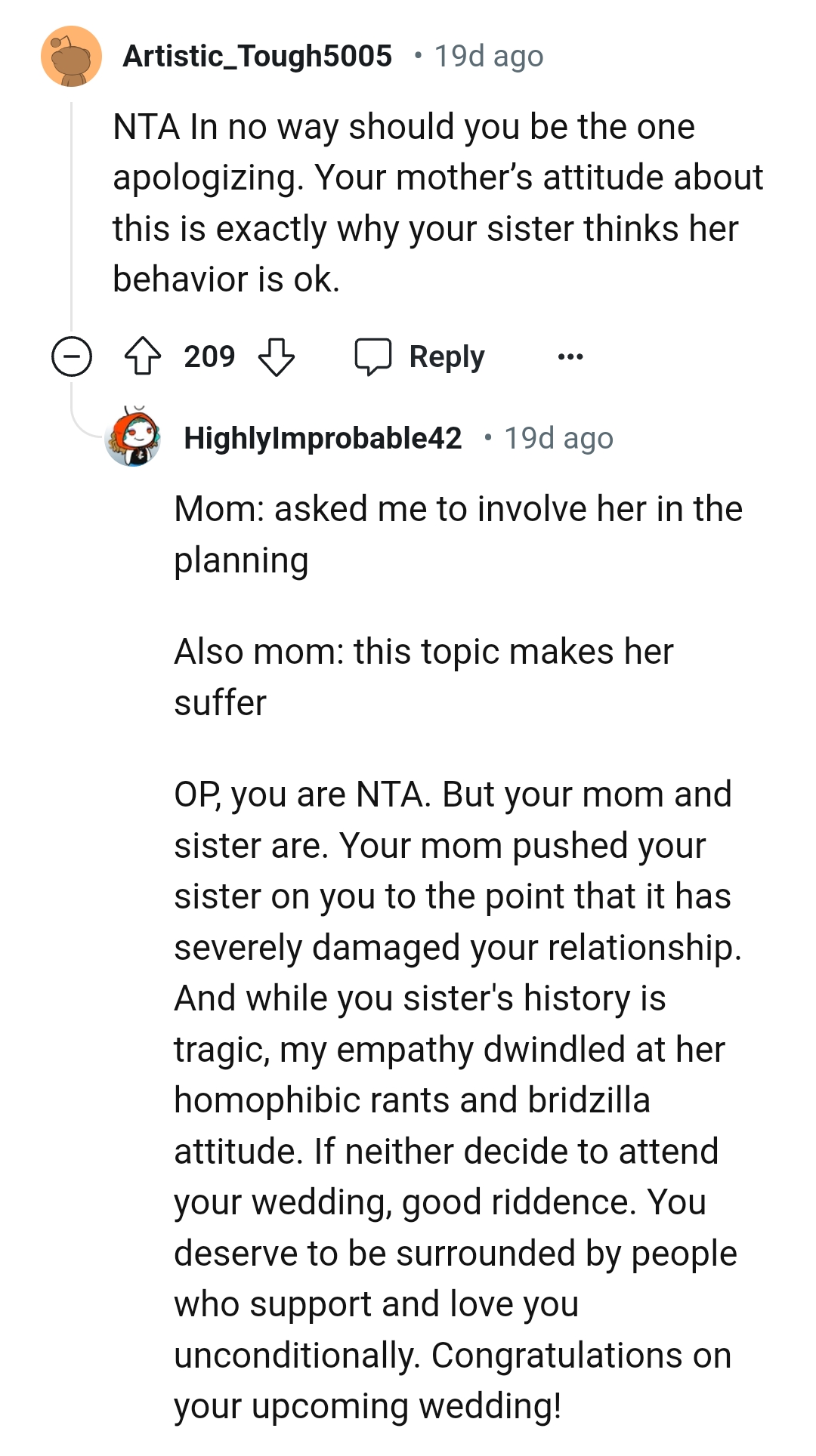 OP's mom pushed her sister on her to the point their relationship was damaged.