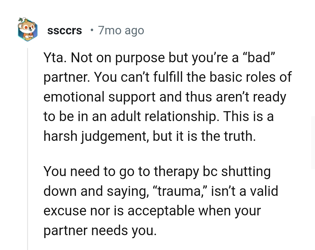 The OP can't fulfill the basic roles of emotional support
