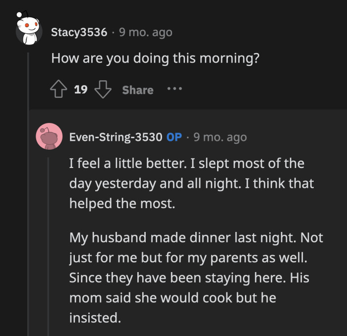 The good thing that came out of the ordeal is that OP's mom developed a friendship with her husband's mother.