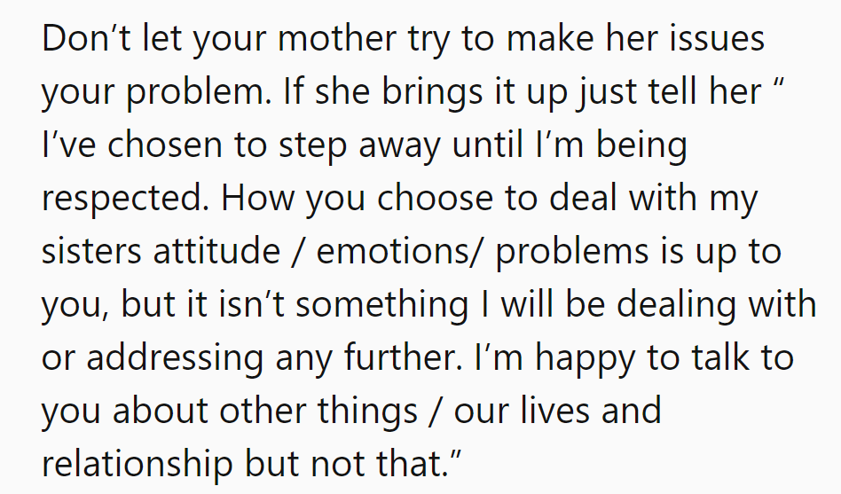 She firmly stated to her mother, 