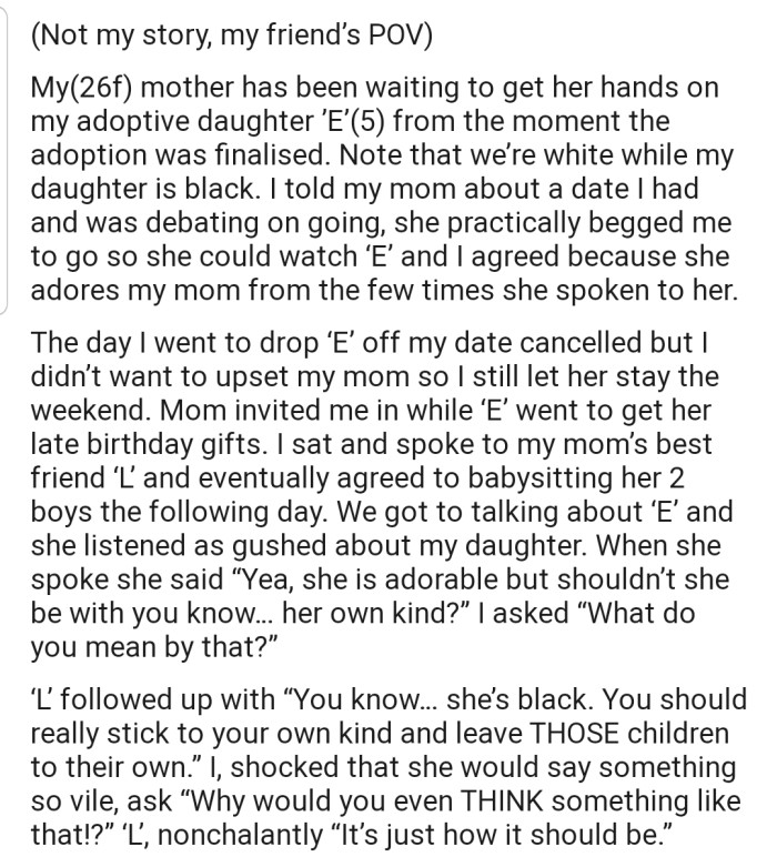 This woman doesn't think a white should be adopting a black child