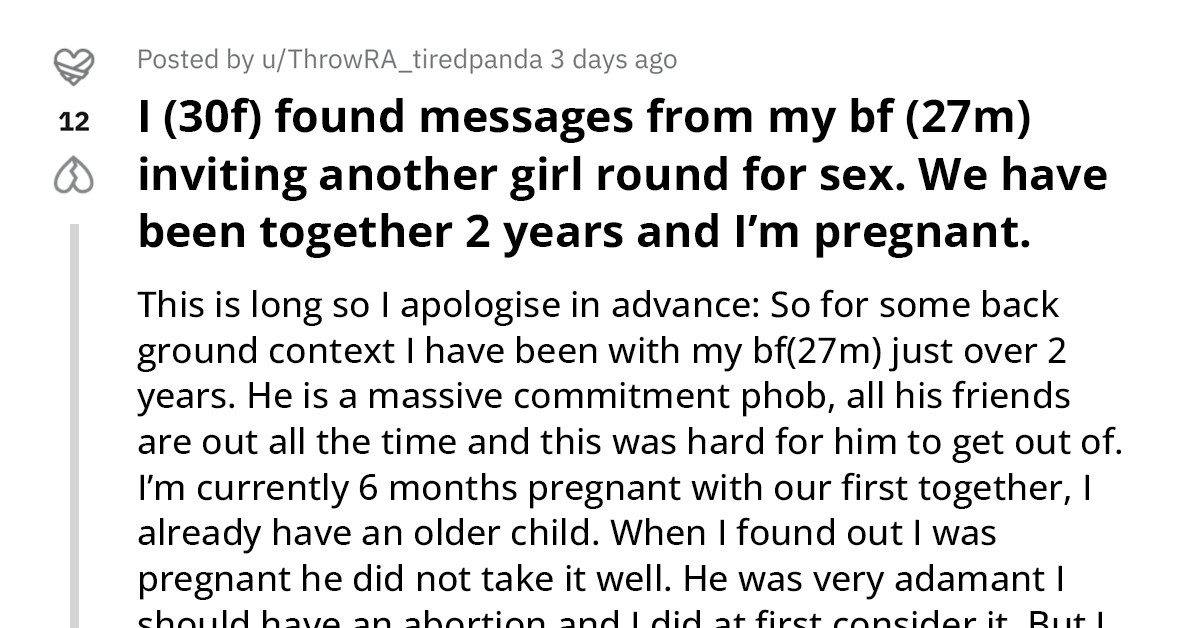 Pregnant Woman Finds Lewd Message Exchange Between Her "Commitment-Phobic" Boyfriend And One Of His Friends After He Threatened To Break Up With Her If She Kept The Baby