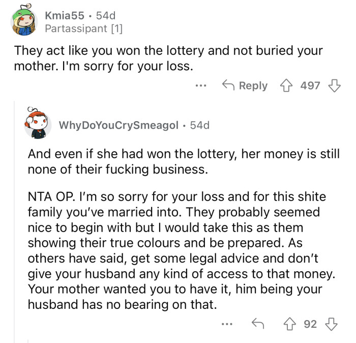 Even if OP won that money, they have no right to behave this way.