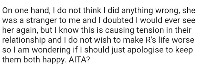 The OP knows this is causing tension in their relationship, and he does not wish to make his friend's life worse