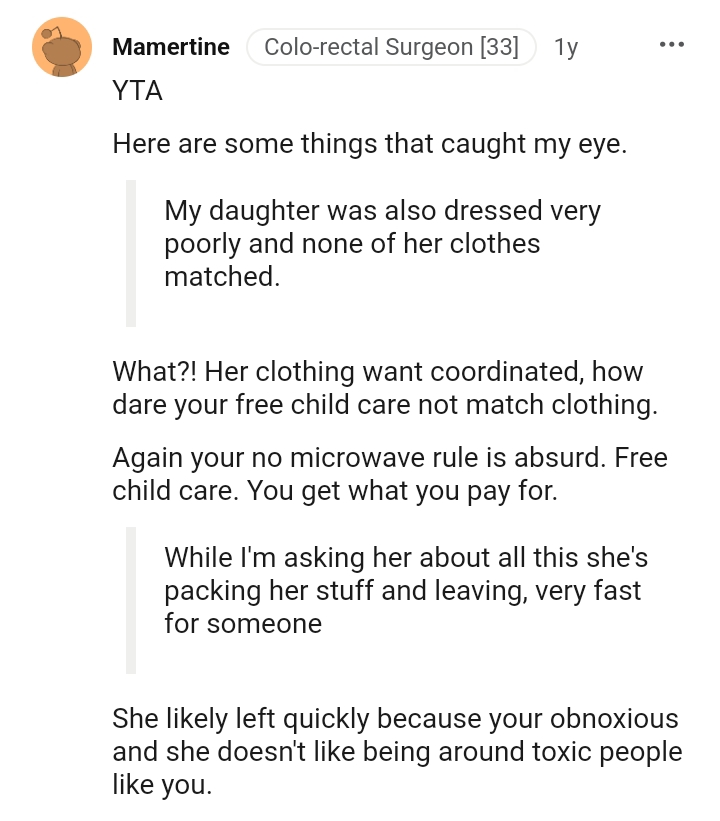 How dare your free childcare not match clothing?