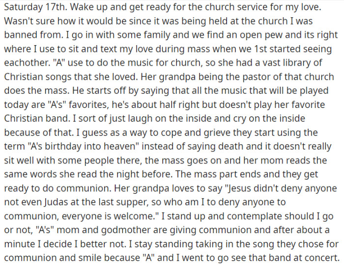 OP attended a church service