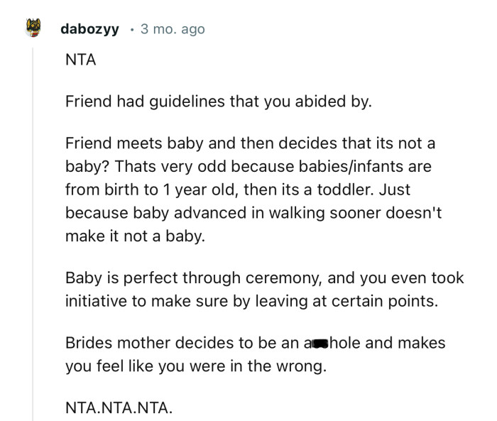 “Just because a baby advanced in walking sooner doesn't make it not a baby.”