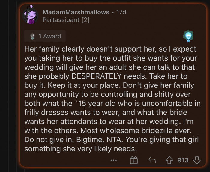 OP's niece doesn't have her family's support.