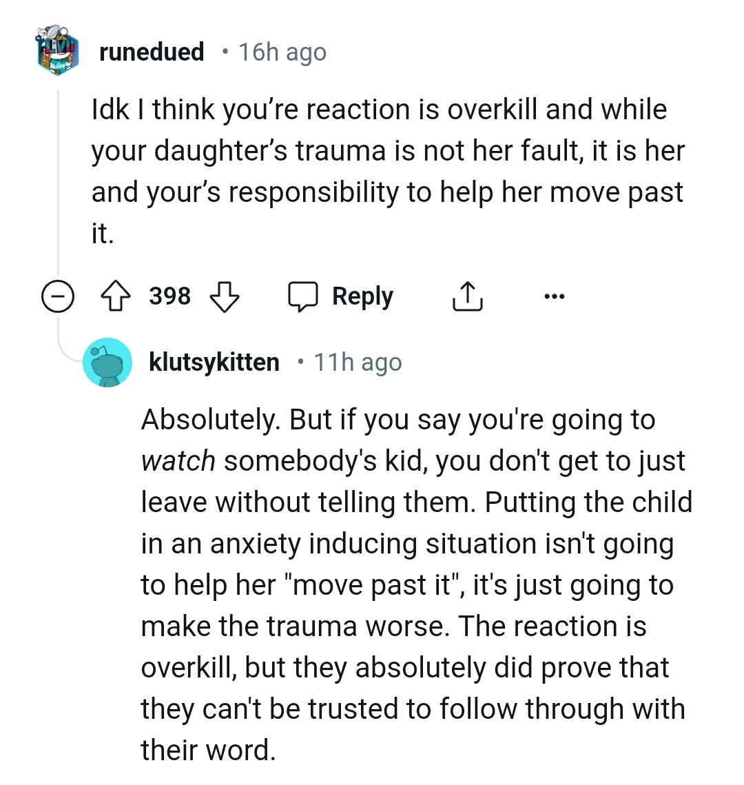 OP's responsibility is to help her daughter move past it