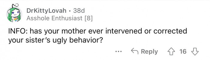 The mother can't just stand by and allow this to happen.