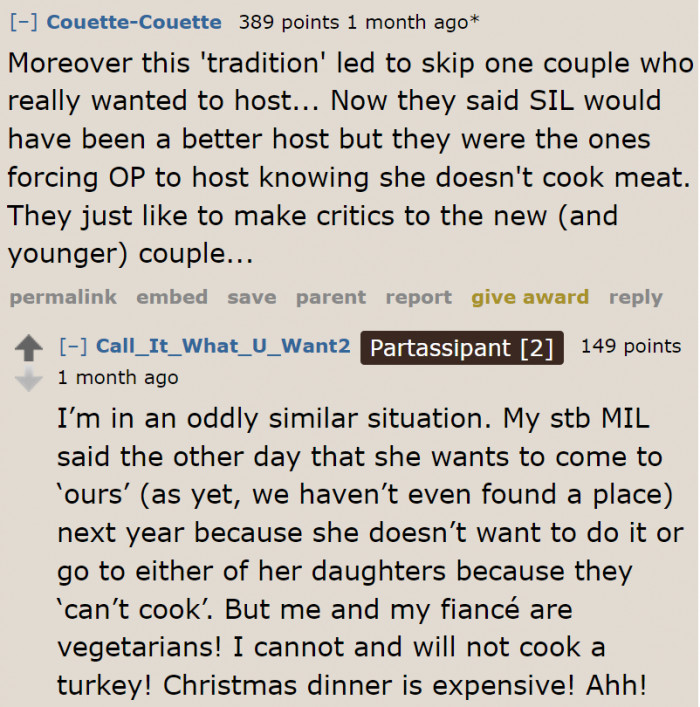 The tradition took the opportunity away from the people who genuinely wanted to host the Christmas feast.