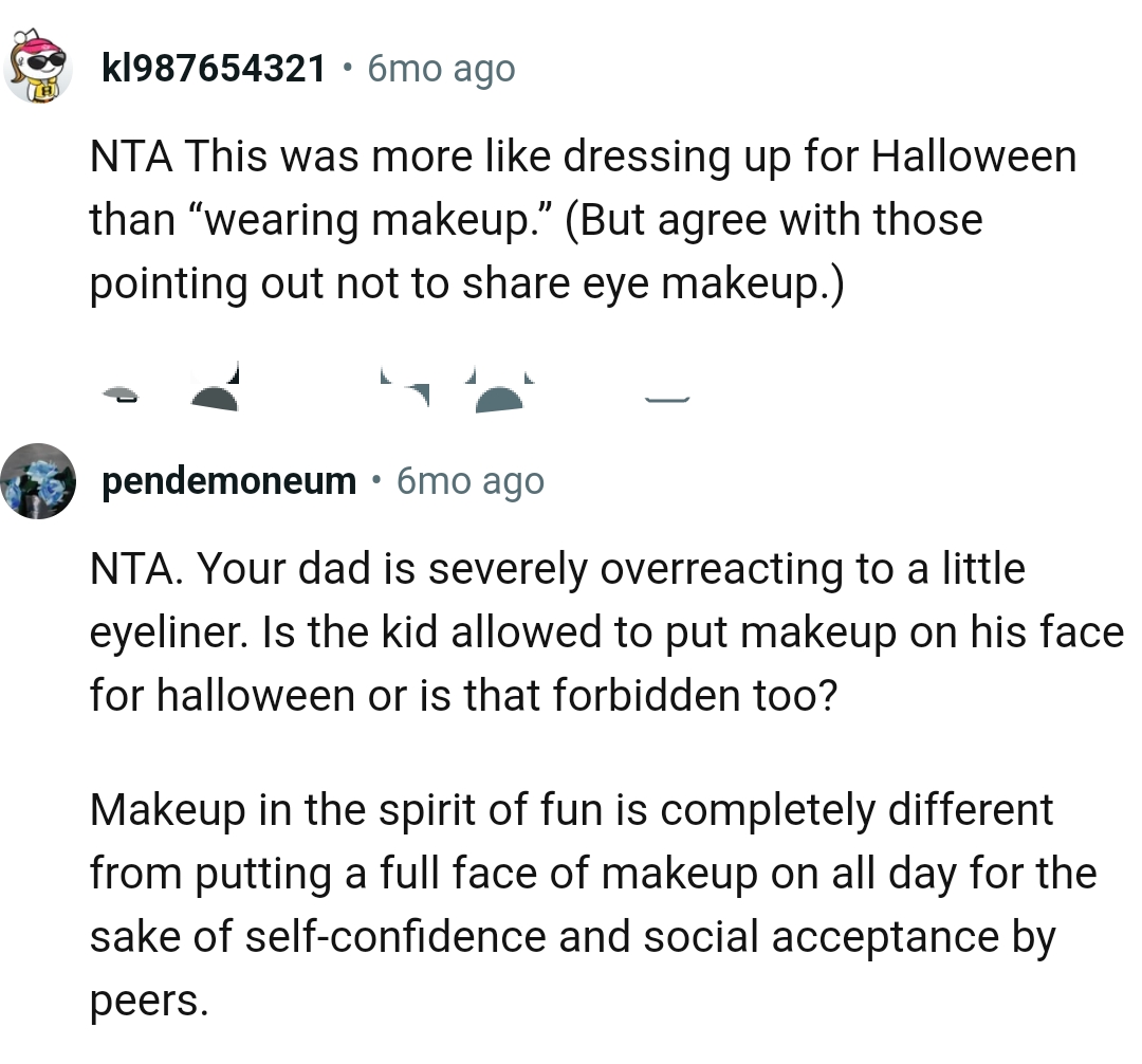OP's dad is severely overreacting to a little eyeliner
