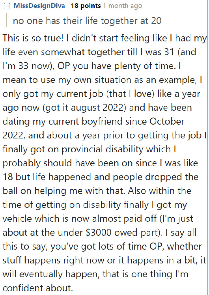 Things will happen for the OP someday.