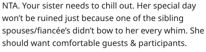 12. His fiancée stepping down from being a bridesmaid won't ruin the wedding.
