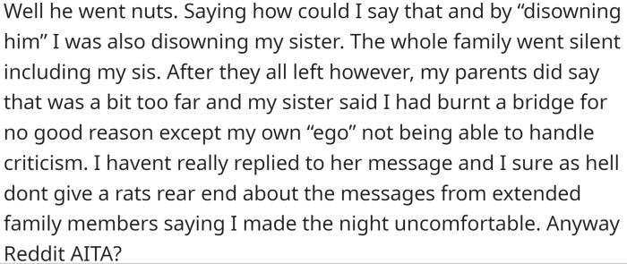 The brother-in-law was annoyed, and the whole family went silent.