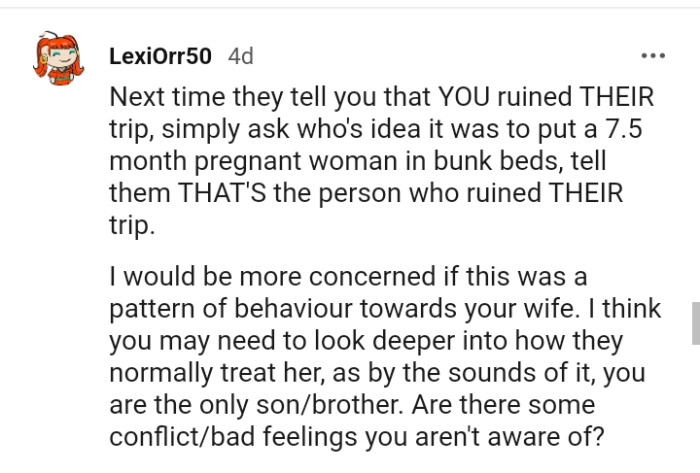 The OP needs to know how his family treats his wife