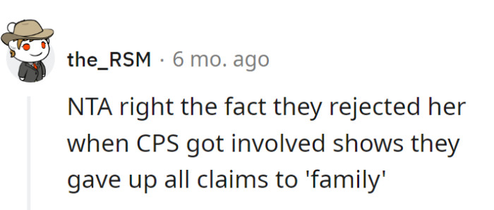 Rejecting her during CPS drama?