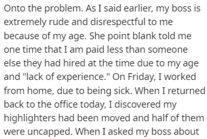 OP's boss is rude and disrespectful towards her because of her young age